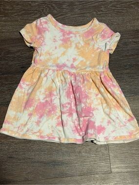 Cat & Jack Toddler Dress Size 2T Pink Orange Tie Dye Soft Knit Summer Dress